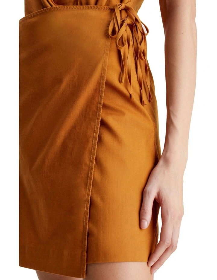 Summer Tencel Mini Wrap Dress in Allspice