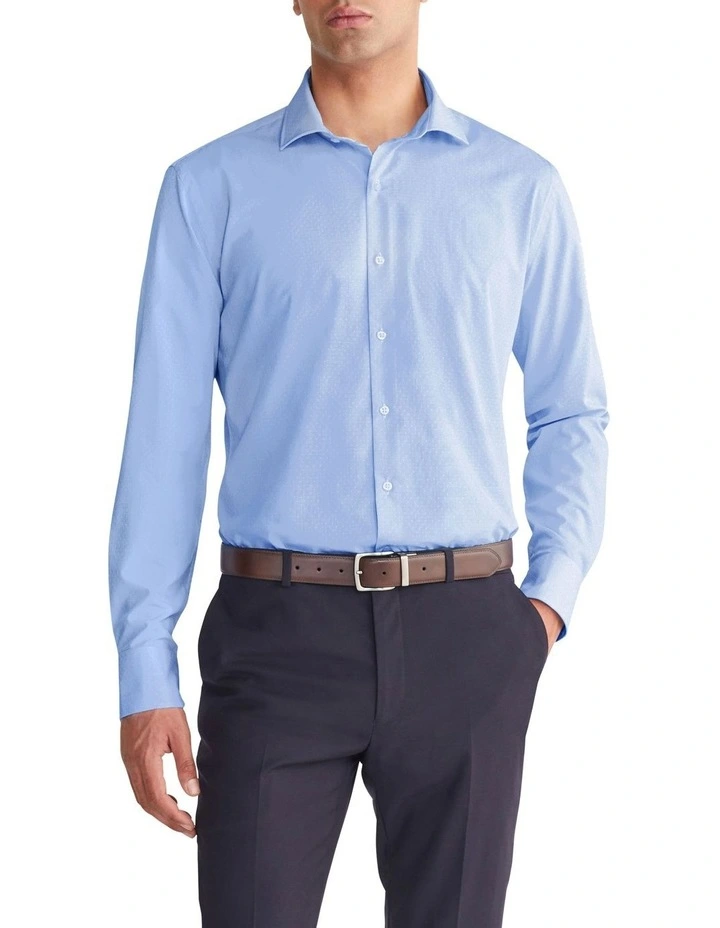Slim Long Sleeve Mini Check Shirt in Sky