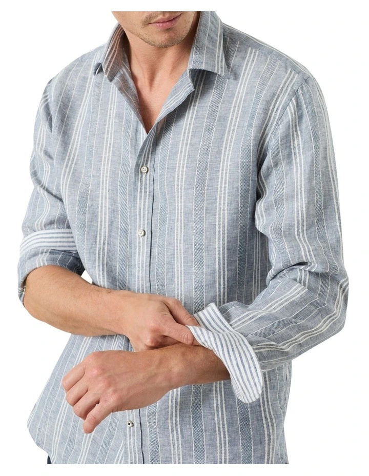 Ravello Stripe Shirt in Denim White