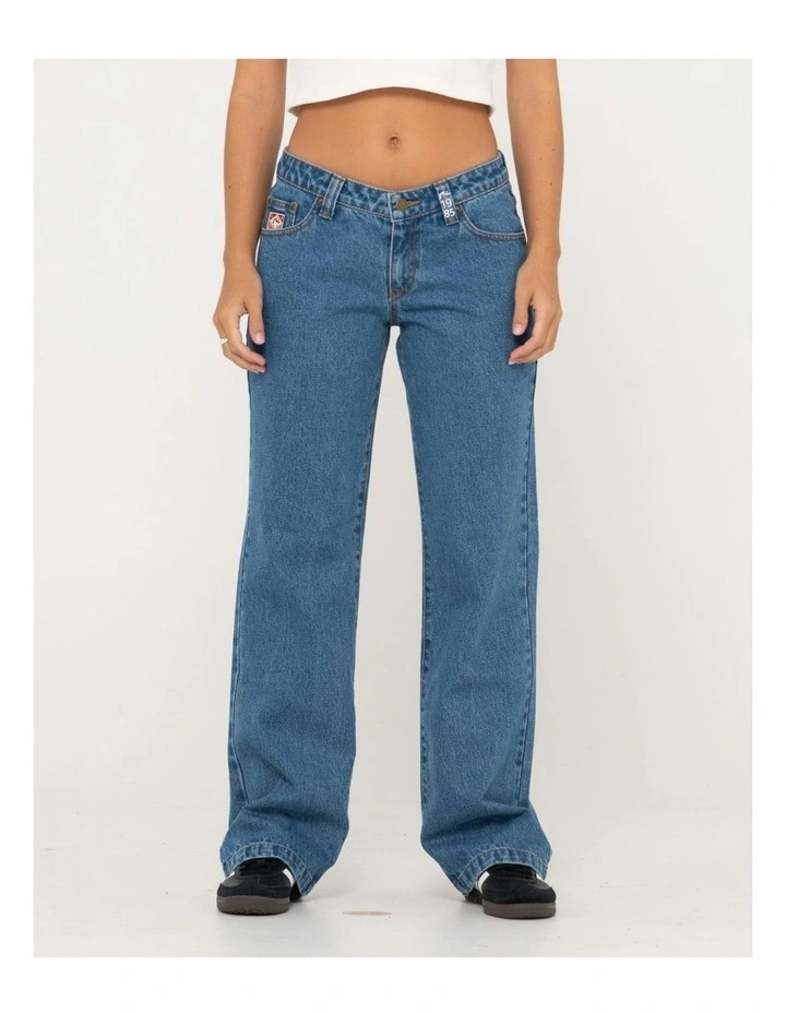 Super Low Rise Straight Leg Denim Jean in Blue