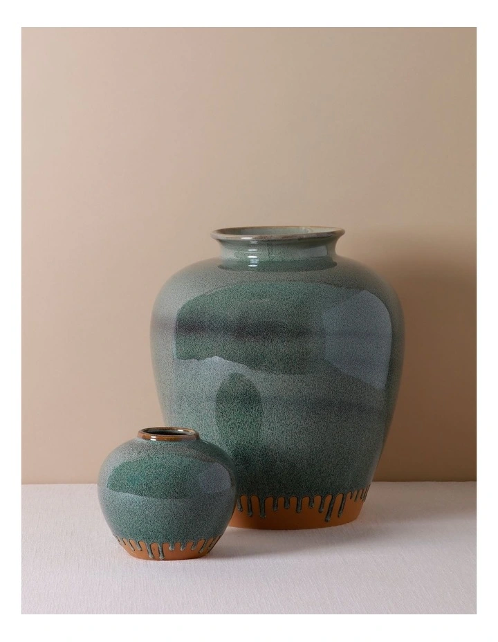 Nirimba Glazed Ceramic Vase 12cm in Green