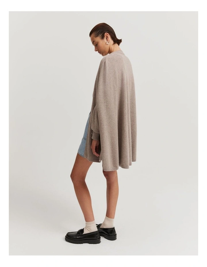 Organically Grown Cotton Blend Pocket Cape Jacket in Fawn Marle