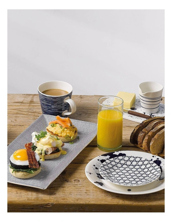 Pacific 23.5cm Set of 6 Mixed Plates White/Blue