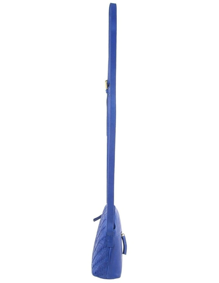 Woven Embossed Leather Cross-Body Bag in Royal Blue