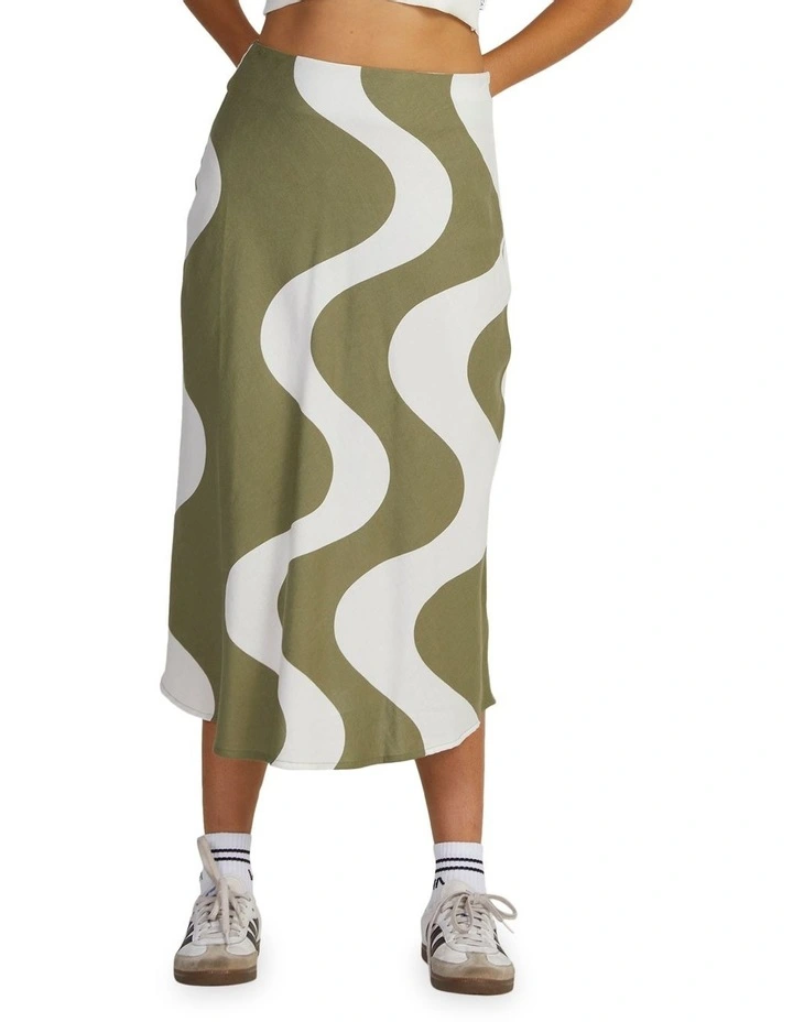 Waves Annika Midi Skirt in Green