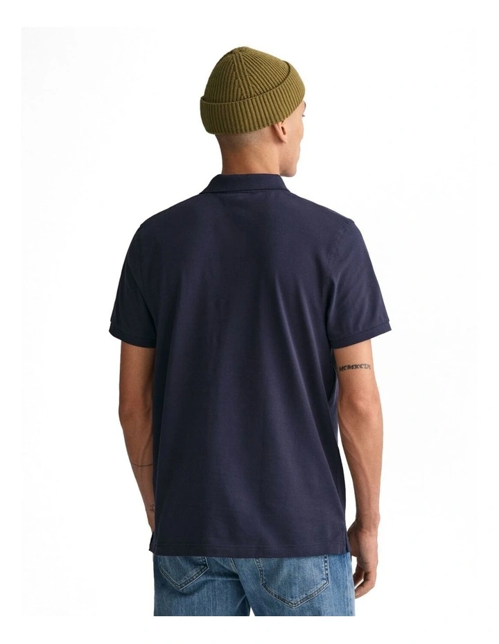 Tonal Shield Polo Shirt in Evening Blue