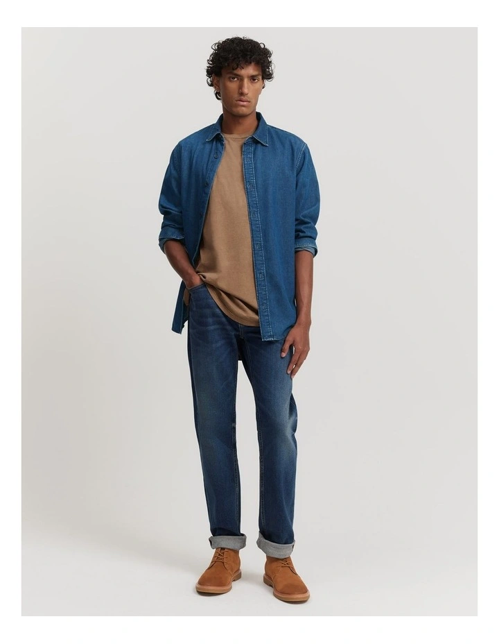 Longline Garment Dyed T-shirt in Walnut