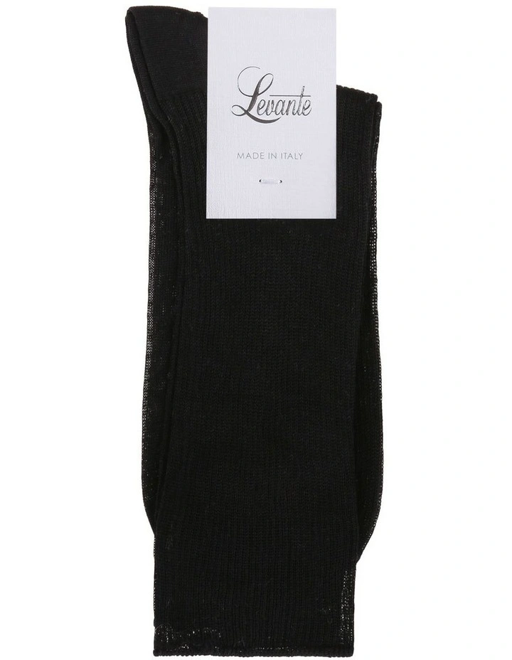 Rib Midi Length Socks in Nero