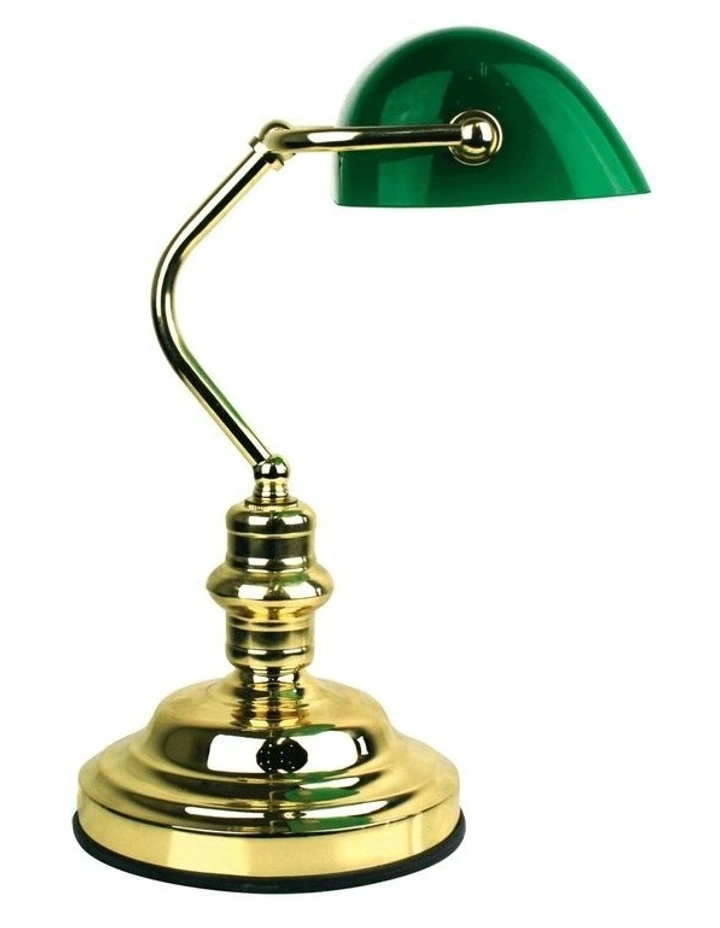 Banker's Touch Table Lamp Brass/ Dark Green