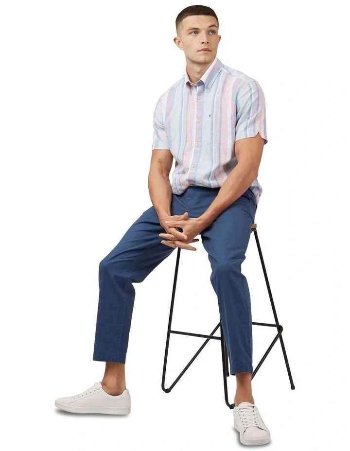 Short Sleeve Stripe Shirt in Blue