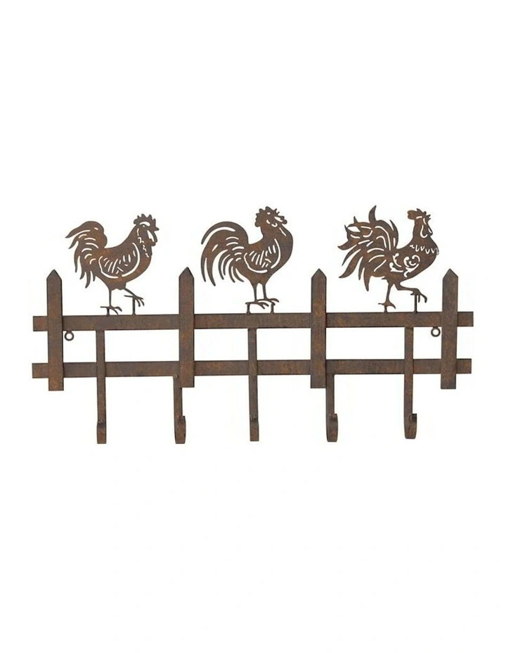 Country Chook Family 5 Hook Hanger in Brown