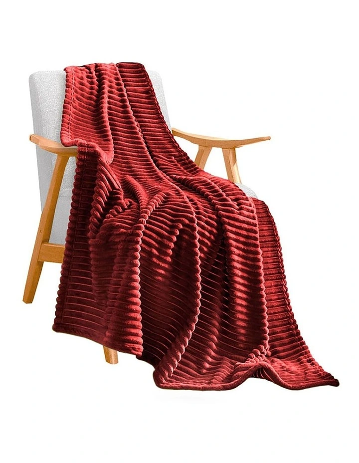 Stripped Pattern Warm Thin Throw Blanket in Burgundy