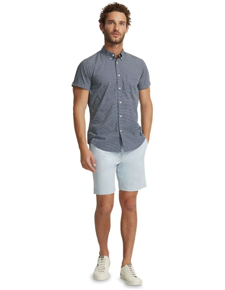 Tottenham Cotton Printed Short Sleeve Shirt in Navy