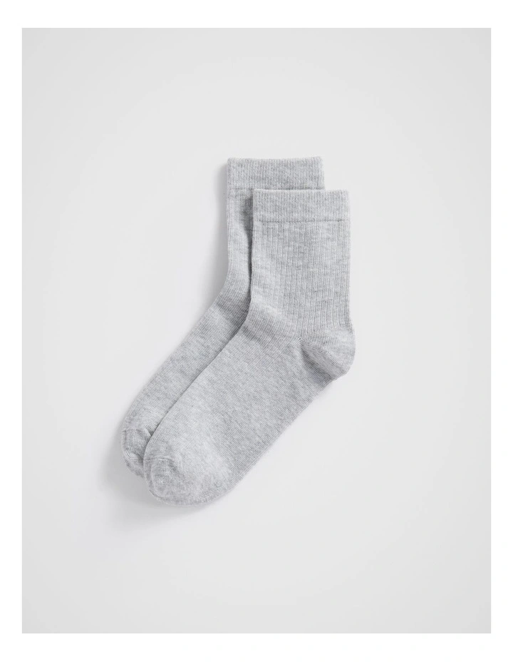 Quarter Crew Sock in Light Grey Marle