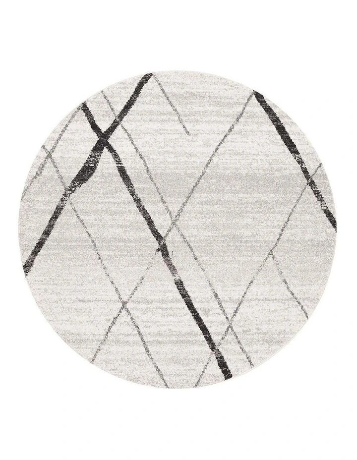 Oasis Noah Contemporary Round Rug in White/Grey