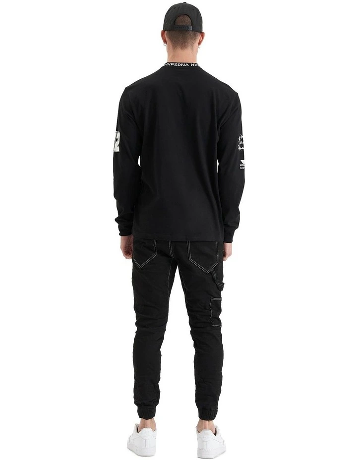 Concrete Heavy Relaxed Long Sleeve Tee in Jet Black