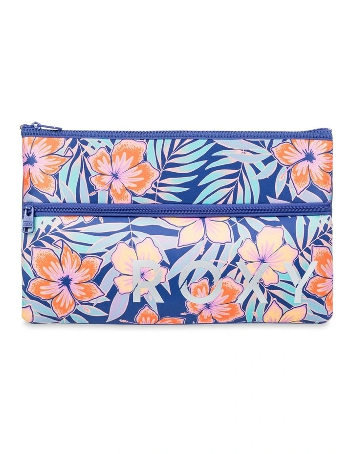 White Shoulder Pencil Case in Marlin Funky Palm