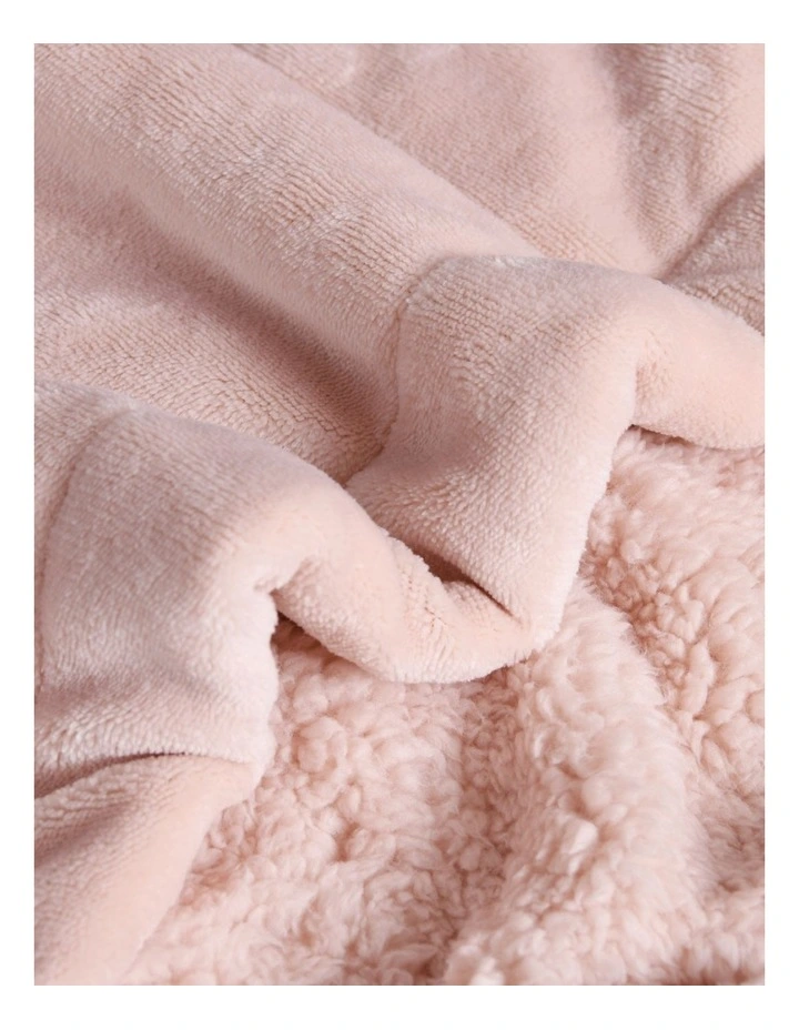 Hudson Fleece and Sherpa Reverse Blanket Single/Double/King in Blush