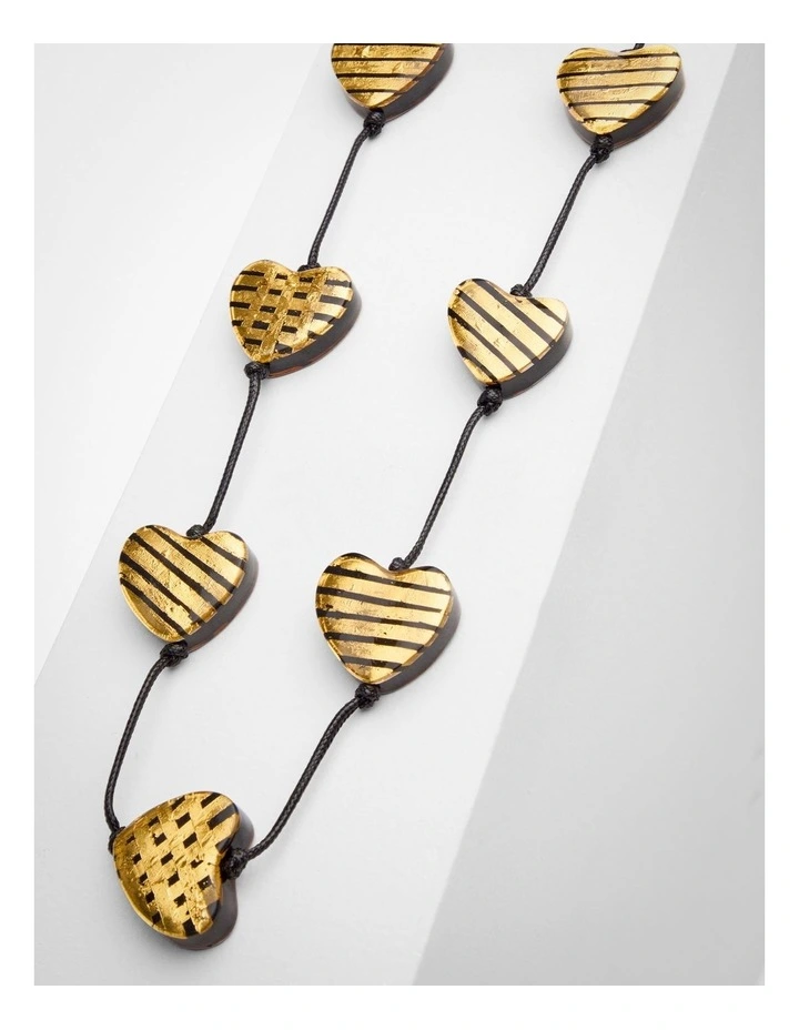 Metallic Hearts Necklace in Gold