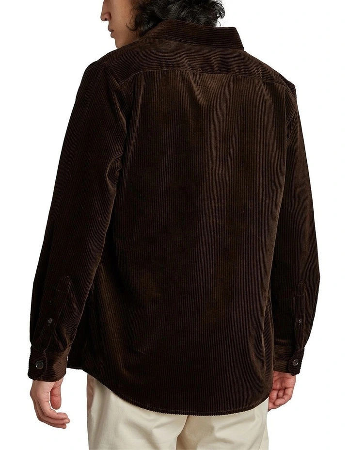 Italian Corduroy Shirt in Dark Brown
