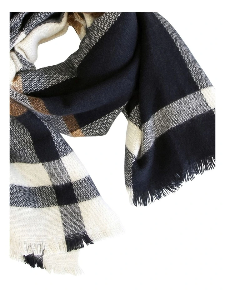 Staten Island Plaid Scarf in Blue Multi
