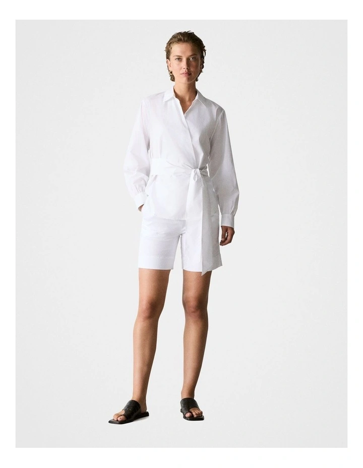 Stretch Cotton Short in White