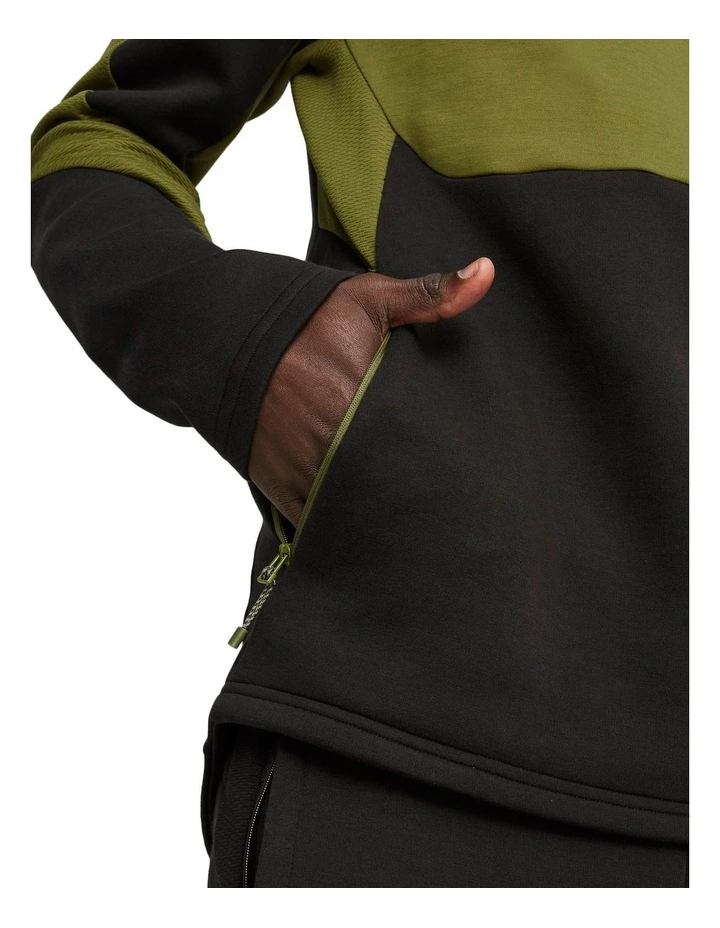 Evo Stripe Hoodie in Olive Green