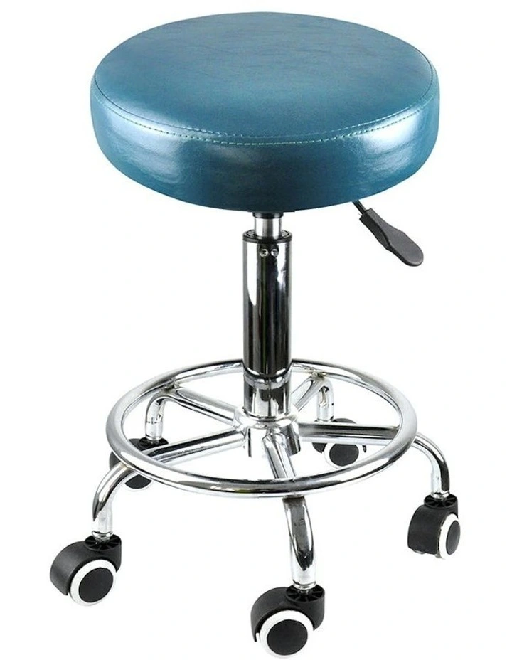 Salon Bar Swivel Barber Dining Chair in Silver And Teal