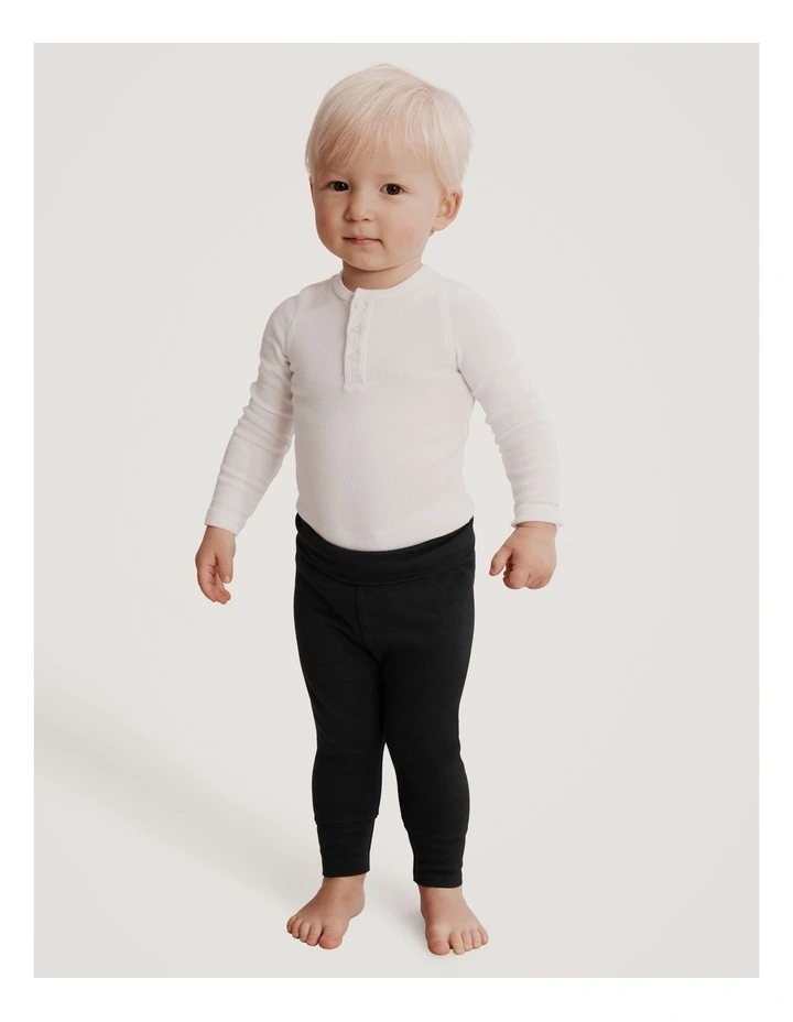 Cotton Fold-Over Soft Pant in Black