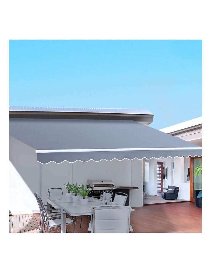 Retractable Folding Arm Awning Manual Sunshade 4Mx3M in Pearl Grey