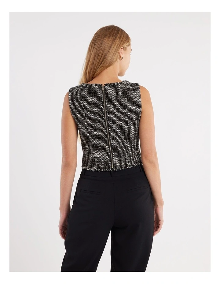 Selena Tweed Top in Black