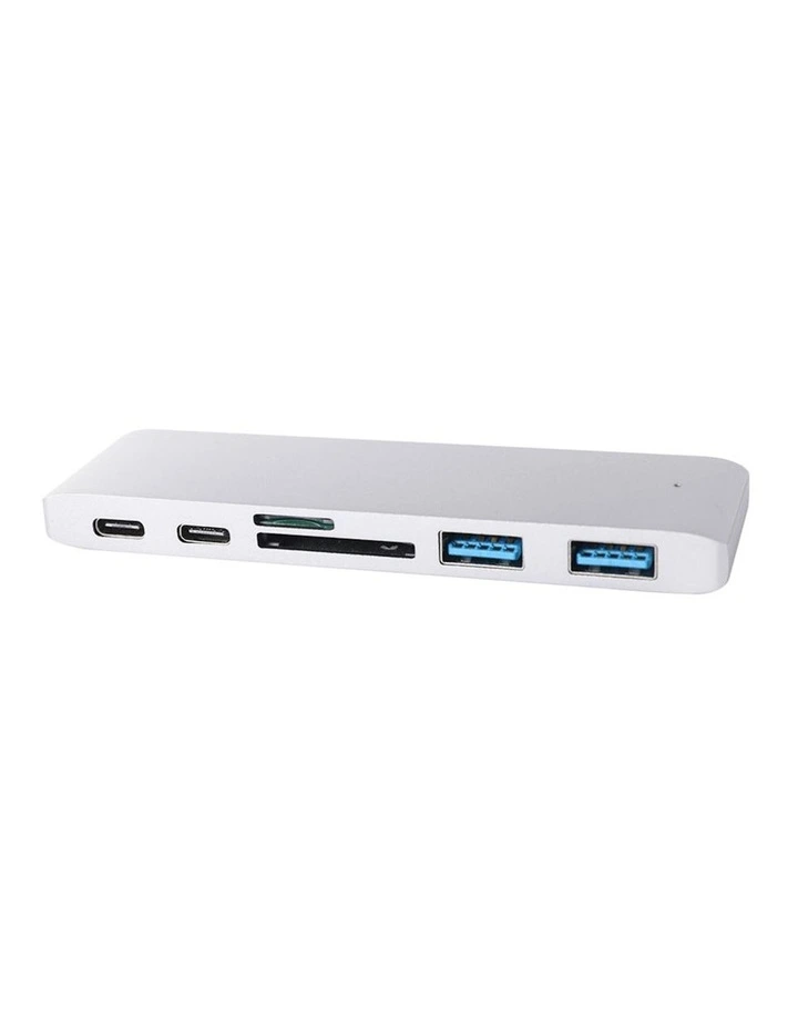 6 Port USB 3.0 Type-C HUB in Silver