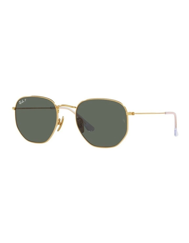 Hexagonal Titanium Gold Polarised Sunglasses