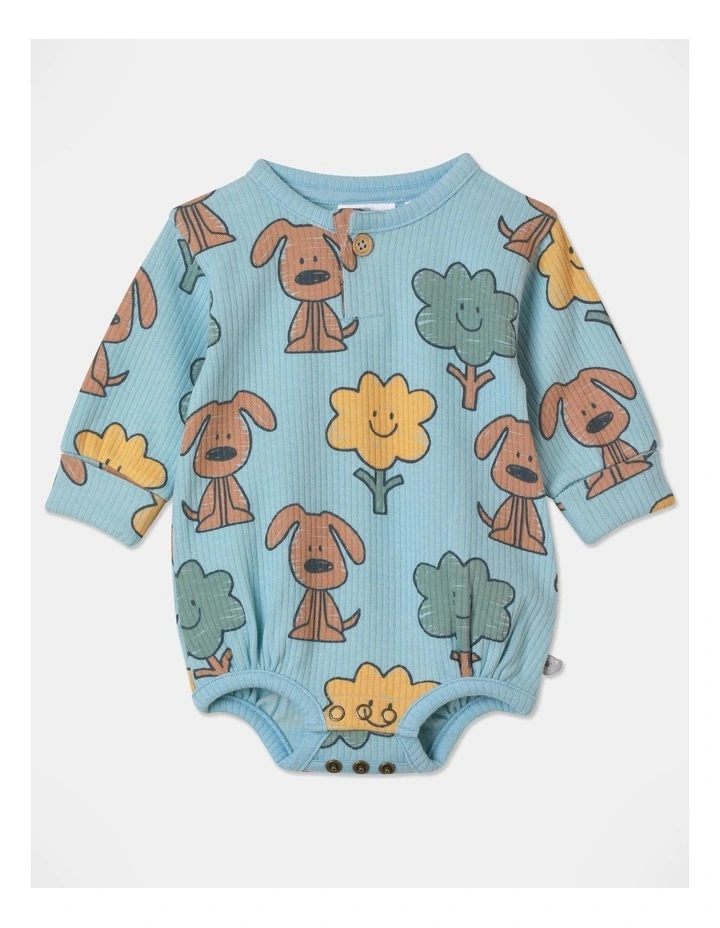Rib Bodysuit in Light Blue