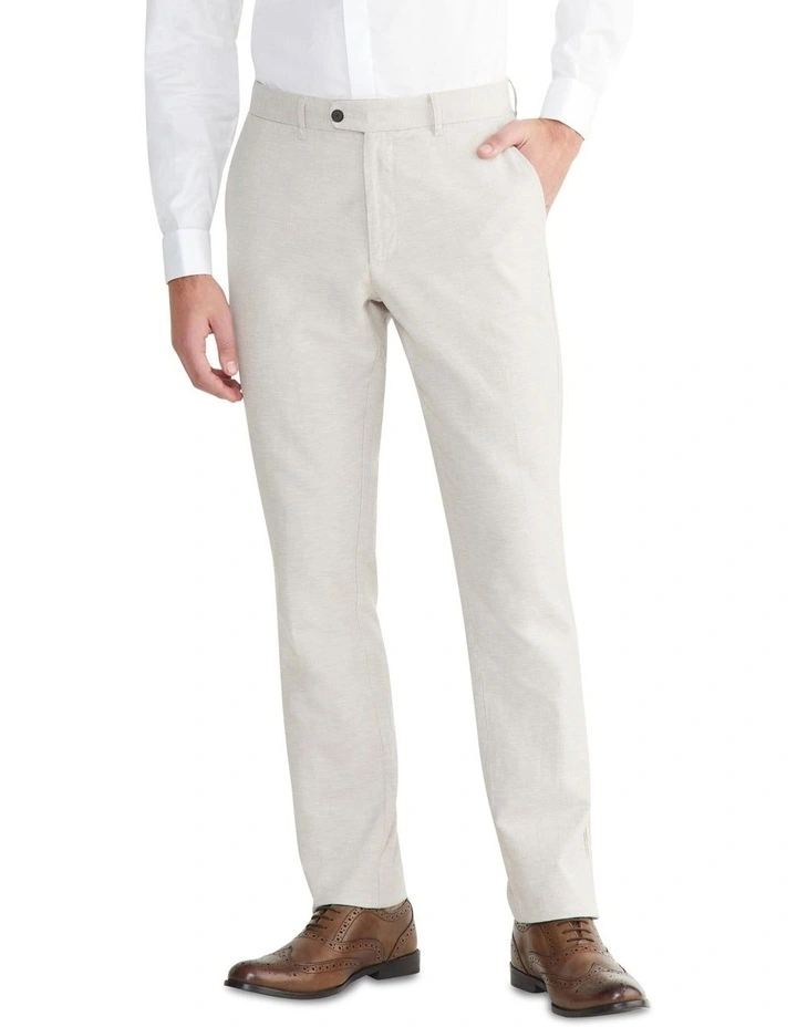Slim Linen Blend Cas Pant in Ecru