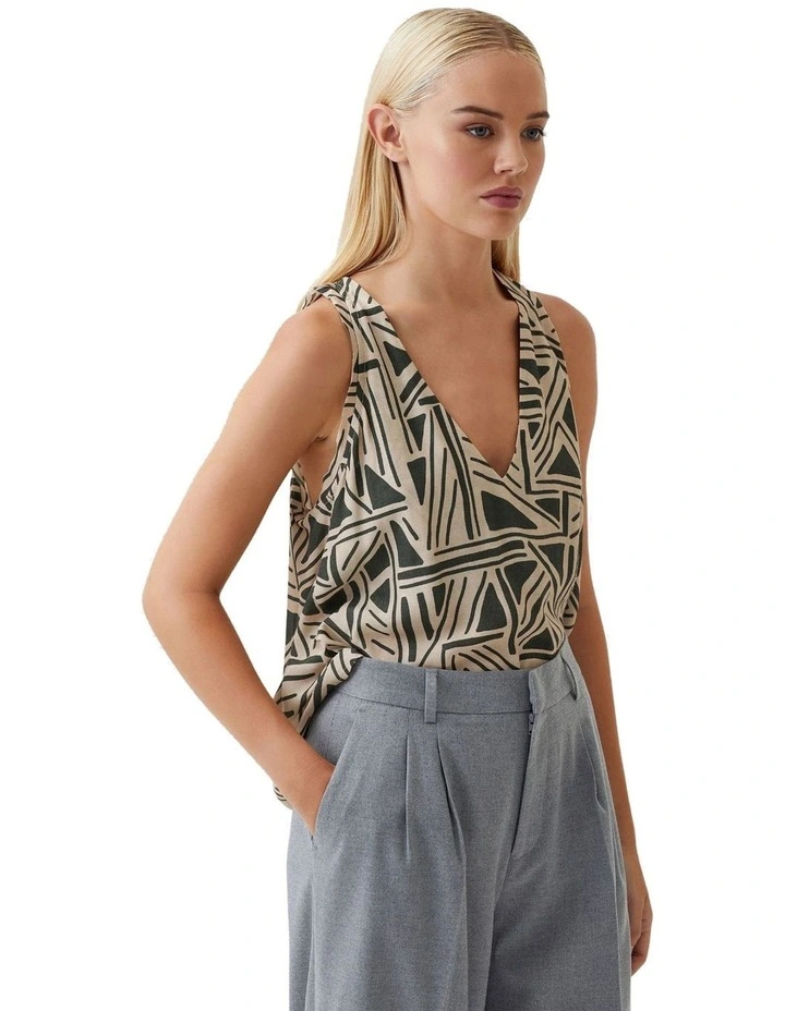 Milka Geo Print Top in Olive
