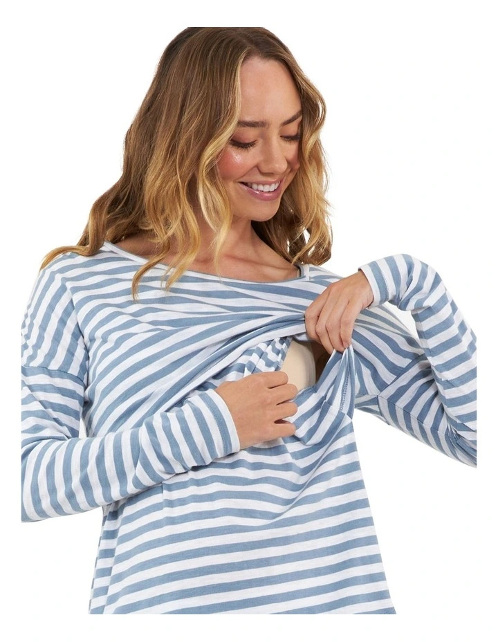 Lionel Long Sleeve Nursing Tee in Blue Multi