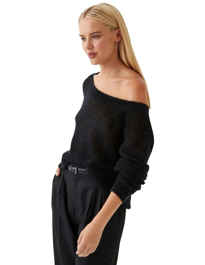 Aster Mohair Blend Soft Knit Jumper in Black