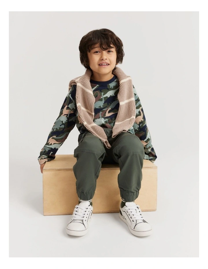 Organically Grown Cotton Dino Print T-shirt in Navy