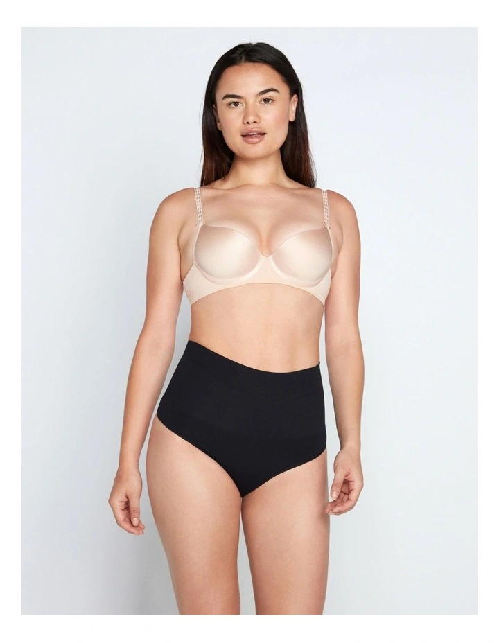Medium Control Waisted Thong in Black
