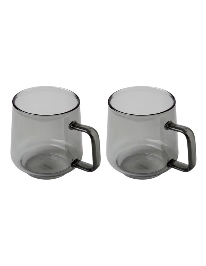 Gift Boxed Blend Sala Glass Cup 350ml Set of 2 in Charcoal