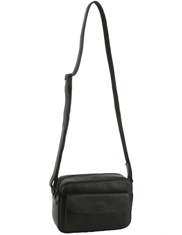 Leather Multi-Zip Cross-Body Bag in Black