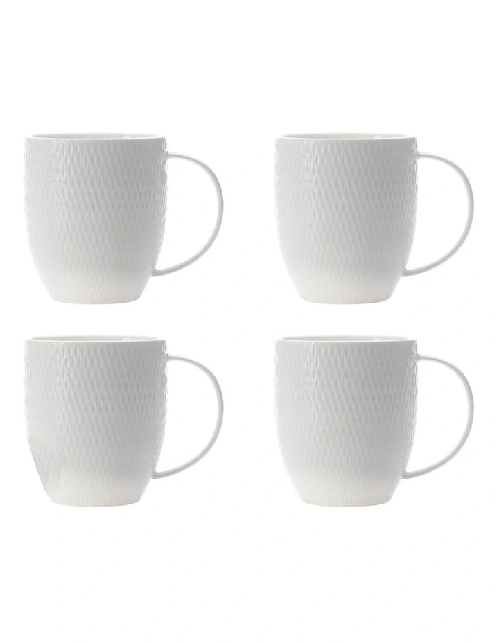 White Basics Diamonds Coupe Mug 420ML Set of 4