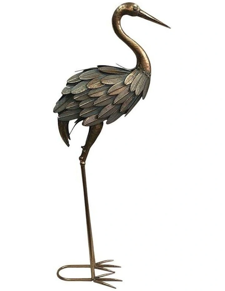 Animal Metal Figurine Crane 97cm in Gold