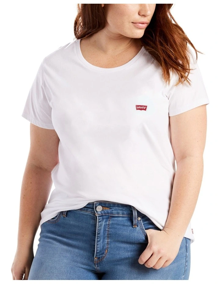 Perfect Crew Curve Neck Tee in White