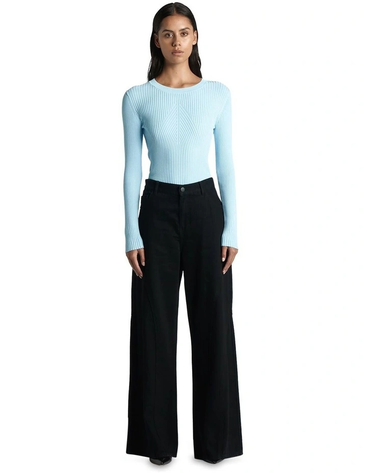 Contour Rib Knit Top in Ice
