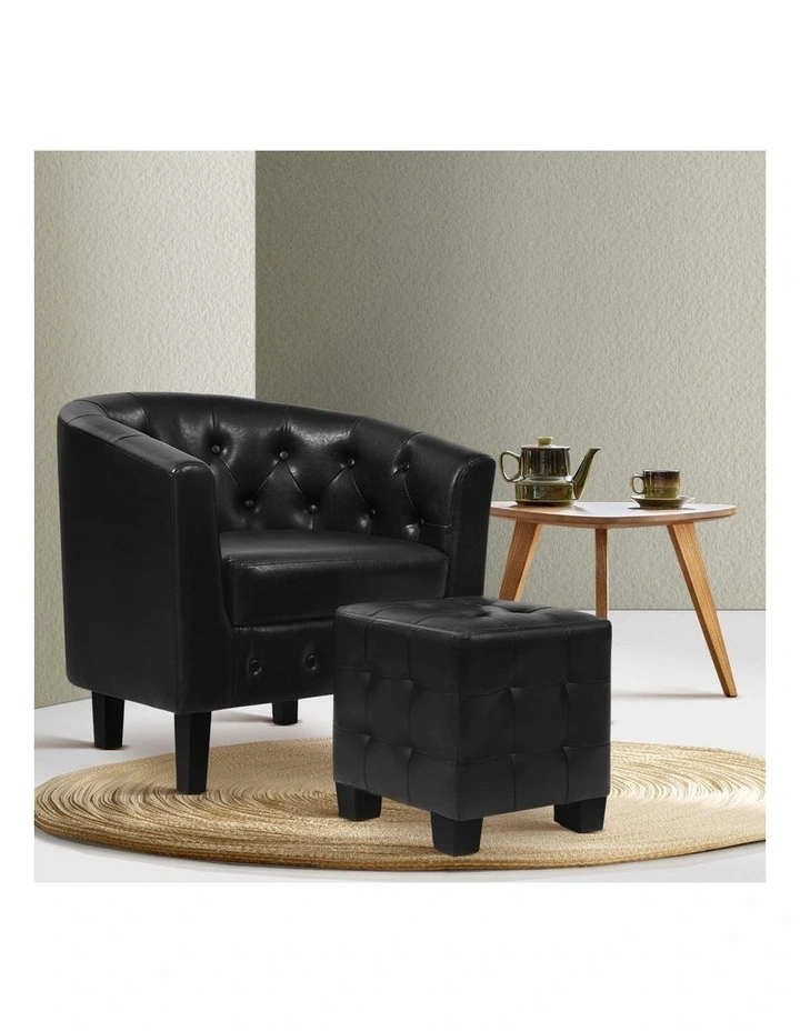 Lounge Armchair Chair With Ottoman Black