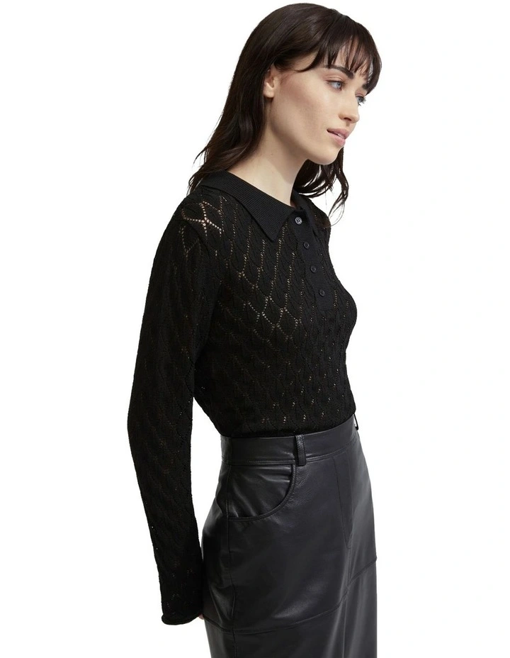 Hana Polo Neck Knit in Black