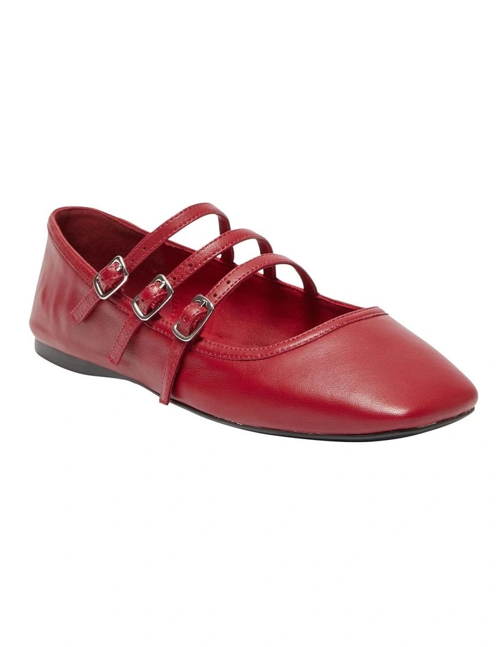 Millie Flat Shoes in Red Leather