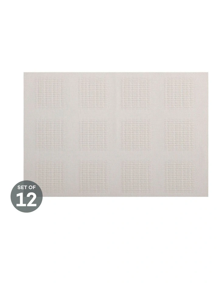 Placemat 45x30cm White Squares Set of 12